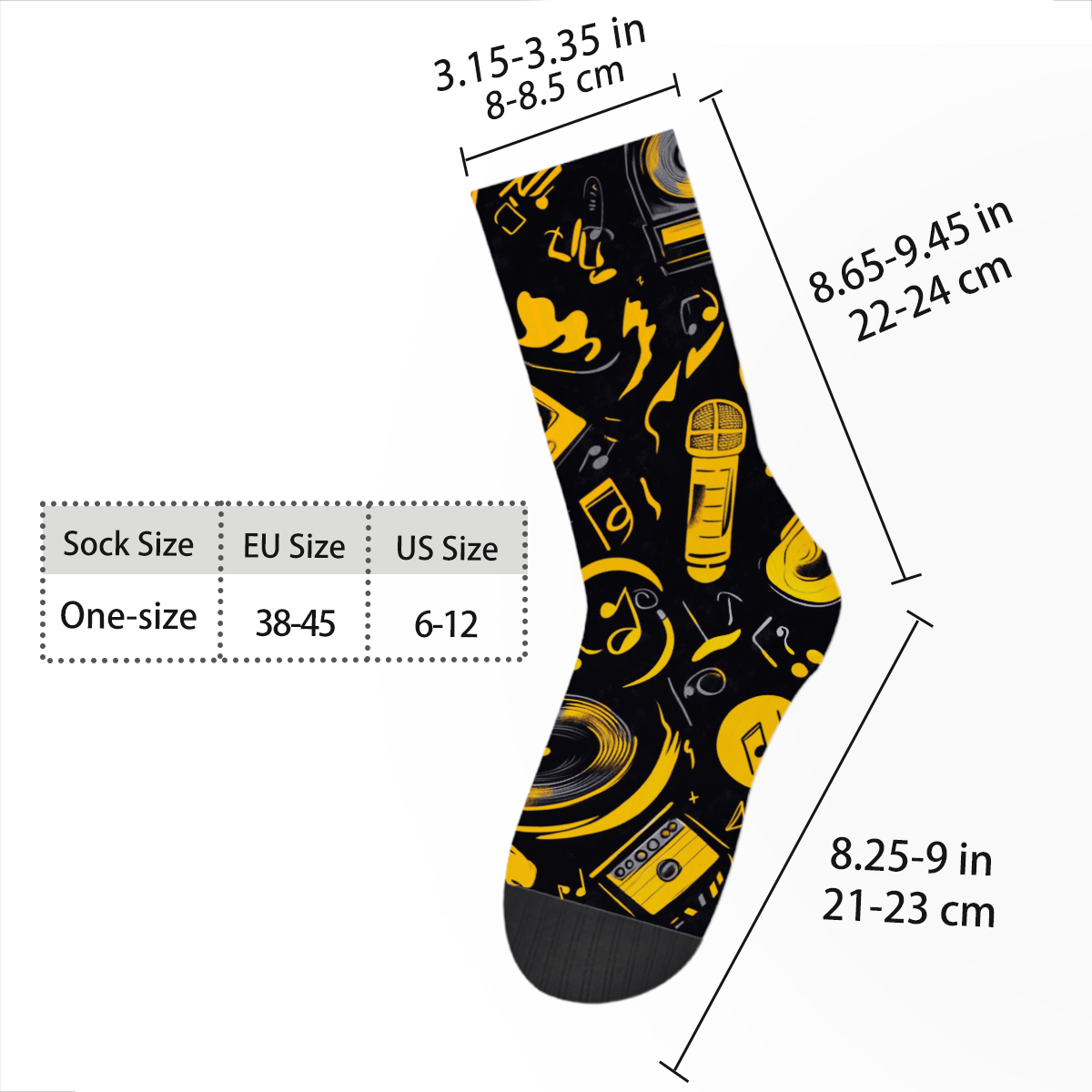 Vintage Music - Themed Pattern Unisex Tube Sock C070