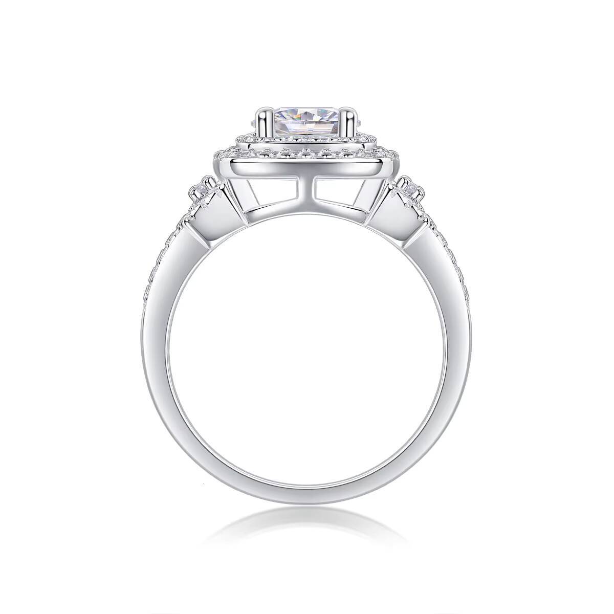 Custom Light Luxury 925 Sterling Silver 1CT VVS D Moissanite Inlay Diamond Ring Fine Jewelry Engagement Wedding Ring for Women