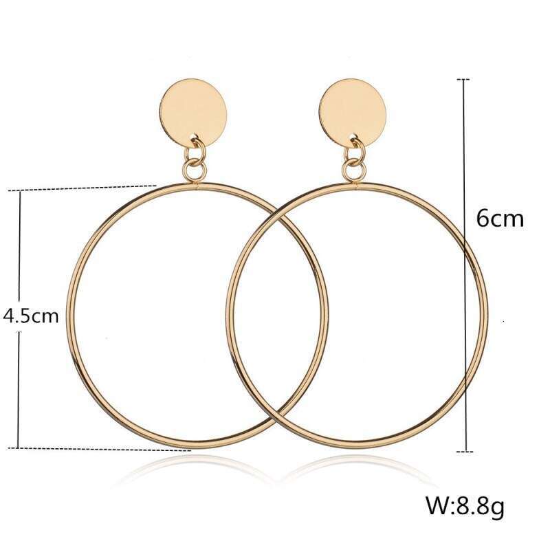 Creative Simple Round Disc New Large Circle Long Trendy Earrings for Women