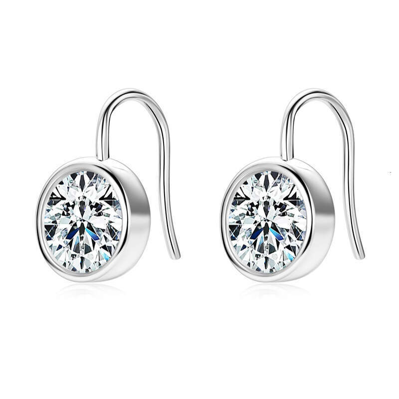 2 Carat D Color Moissanite for Women Fashion Simple High-end Feel Pure Sier Niche Earrings