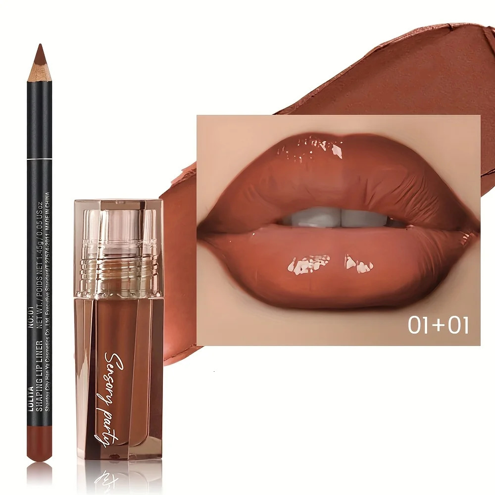 Hydrating Lip Gloss Lip Liner Set - Define Your Lips with 3D PrecisionPerfectly Versatile for Every Makeup Style 250717