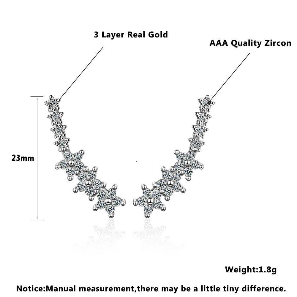 925 Silver Full Moissanite Earrings Climber 7 Star Crawler Stud Ear Cuff for Women Black White Moissanite Jewelry Gifts XJ250718