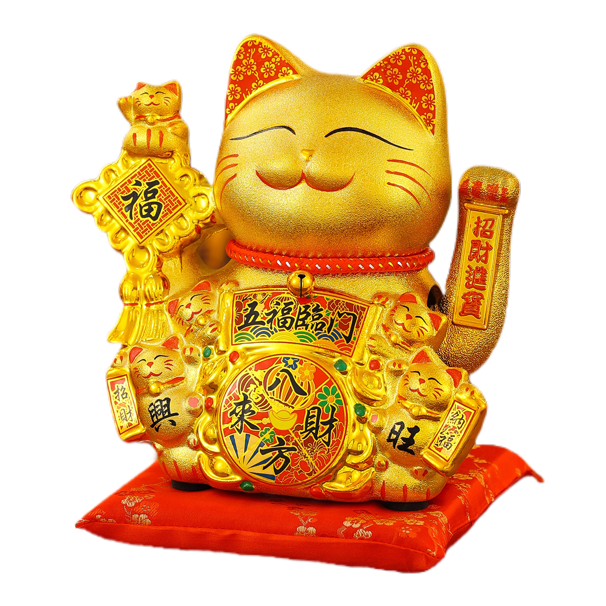 Handcrafted Gold Plate Ceramic Figurine of Fortune Feline - Perfect Ornamentation for Living Spaces