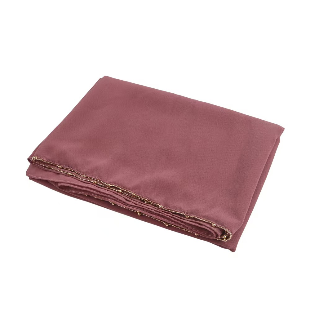 T1255 chiffon gold chain long scarf spring and summer new single-sided solid color simple headscarf
