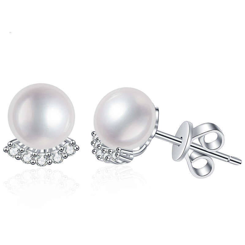 S Pure Sier Earrings 15mm Freshwater Pearl Simple Korean Style D Color Moissanite Studs 290