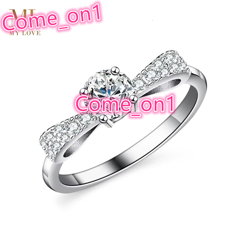 Mylove Bow Tie Ring Marriage Proposal Six Clawed Personalizado Anillo De Piedra Mossan Moissanite Engagement Ring for Women