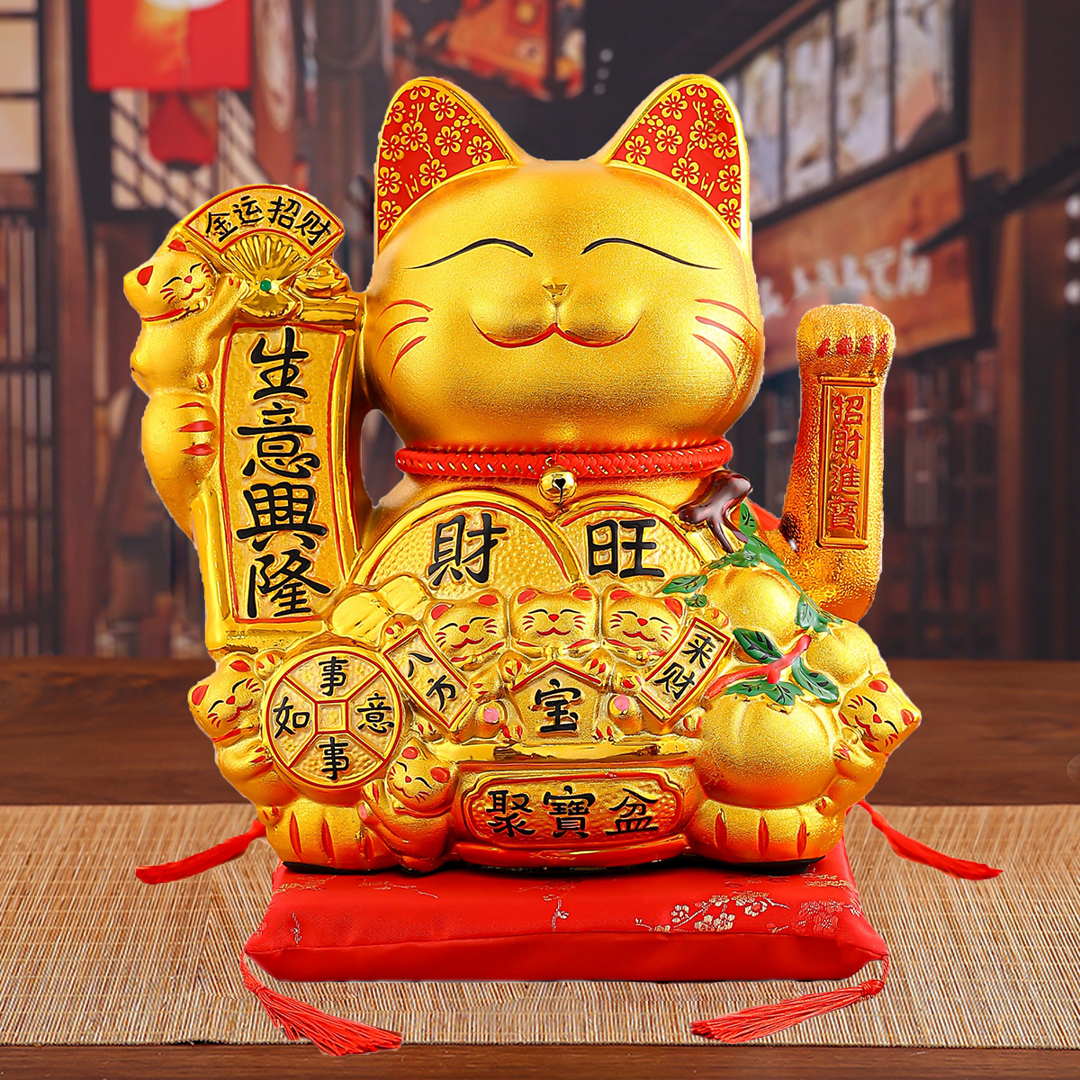 Handcrafted Ceramic cat Statue with Lifelike Movement & Gold Detailing for Home Decor Handmade Painting Gold plating process