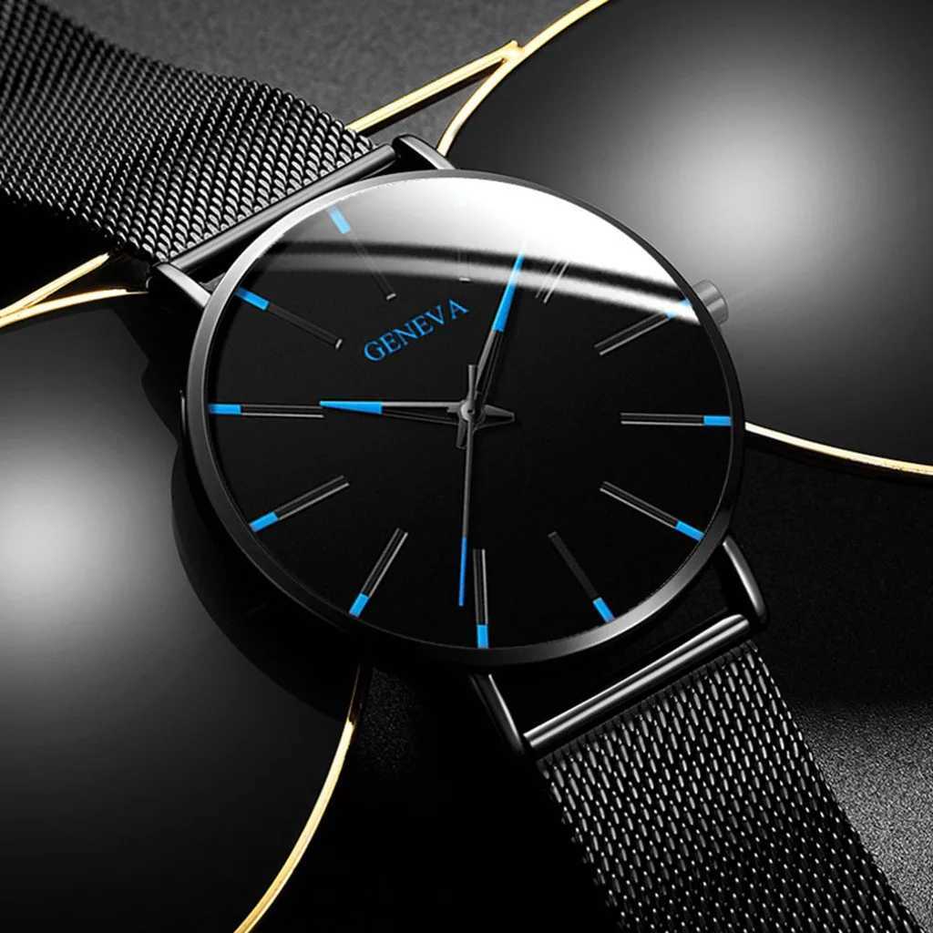 Minimalist Mens Fashion Ultra Thin Watches Simple Men Business Stainless Steel Mesh Belt Quartz Wrist Watch Relogio Masculino W250718