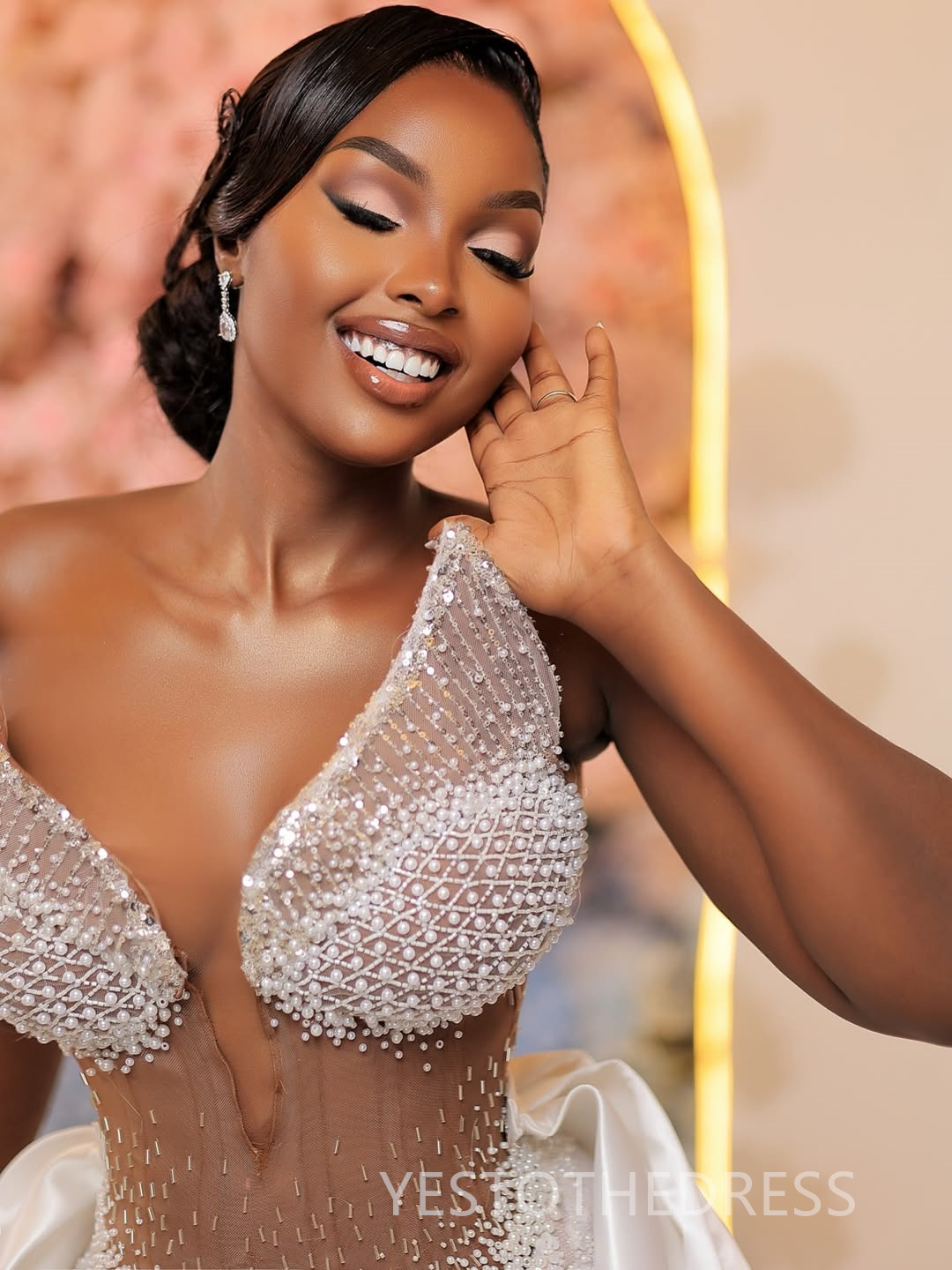 2025 African Ivory Aso Ebi Prom Dress Mermaid Prom Dresess Evening Formal Gowns V Neck Sexy Beaded Lace Pearls Birthday Second Reception Gown For Blac