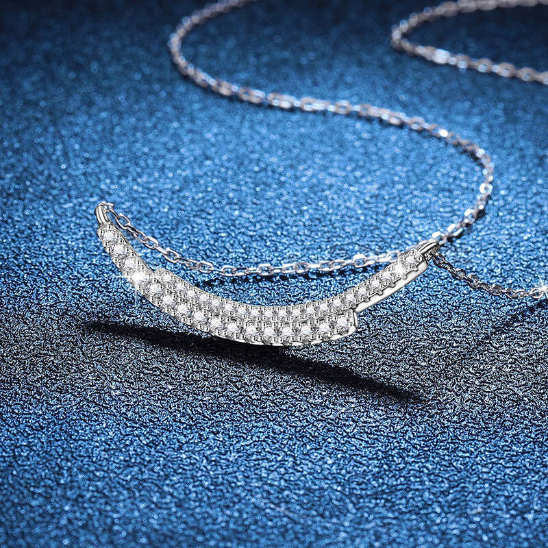 D Color Moissanite s Sterling Sier Pendant Clavicle Chain Full Dia Simple Smile Necklace for Women 880