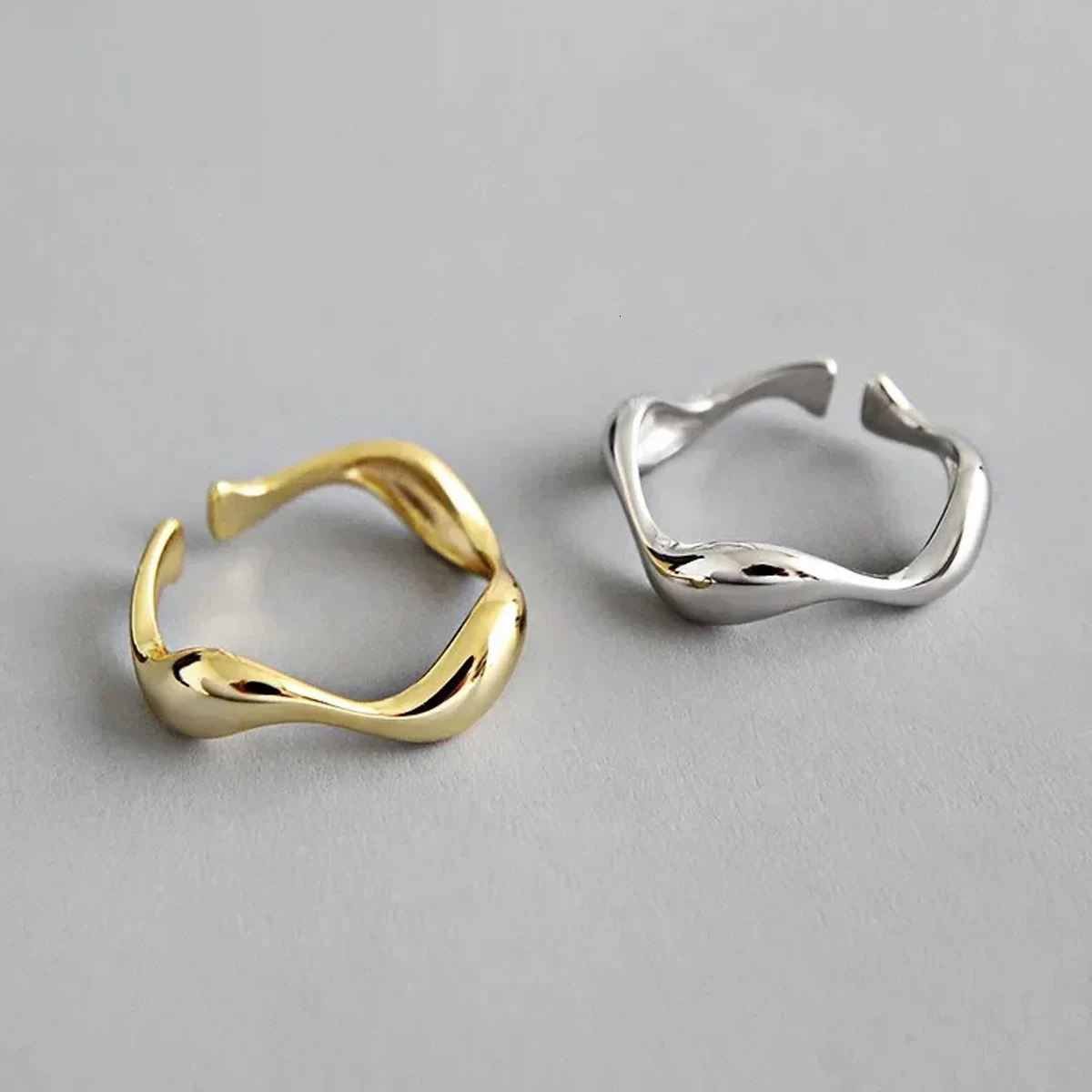 Gold Color Wavy Smooth Ring For Women Geometric n Irregular Line Minimalist Party Accessories Jewelry 250716