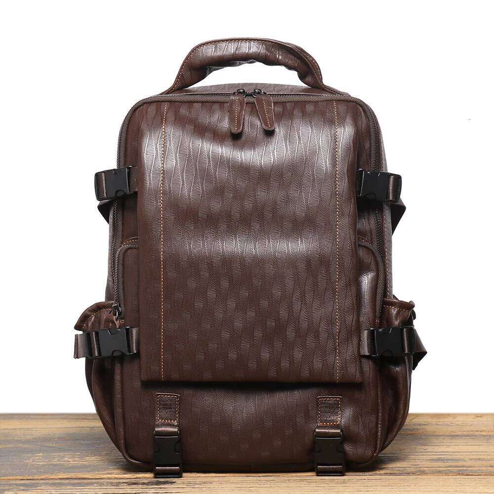 Designer Luxury LUOKIR New Men's Genuine Leather Travel Women's Cowhide School Large Capacity Backpack Original Double Shoulder Bag