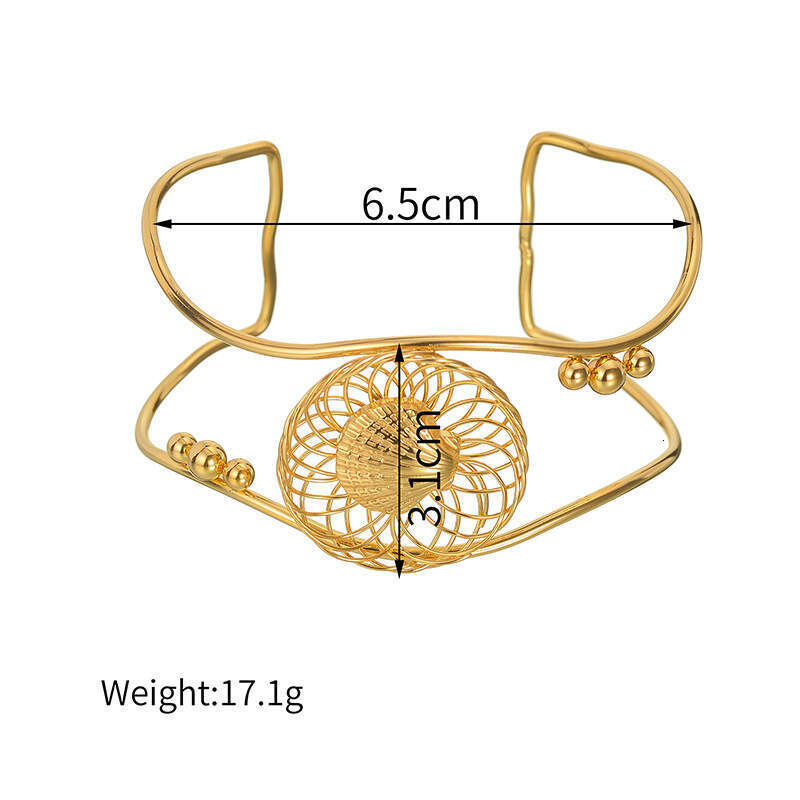 Trendy Design Woven Spiral Mesh Shell Exaggerated Personality Women's Wide Slimming Bracelet