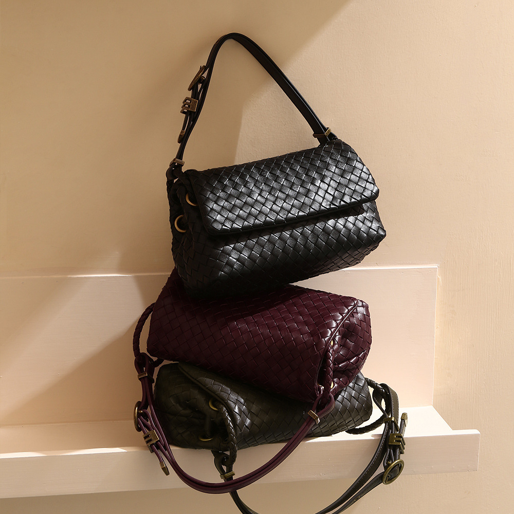 Genuine Leather Handwoven Handbag Fashion Underarm Women's Shoulder Bag
