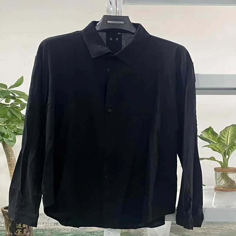 Mens Solid Color Cotton Linen Blend Breathable Sweat Absorbing Easy to Maintain Long Sleeve Shirt Business Casual Slim Fit y250719