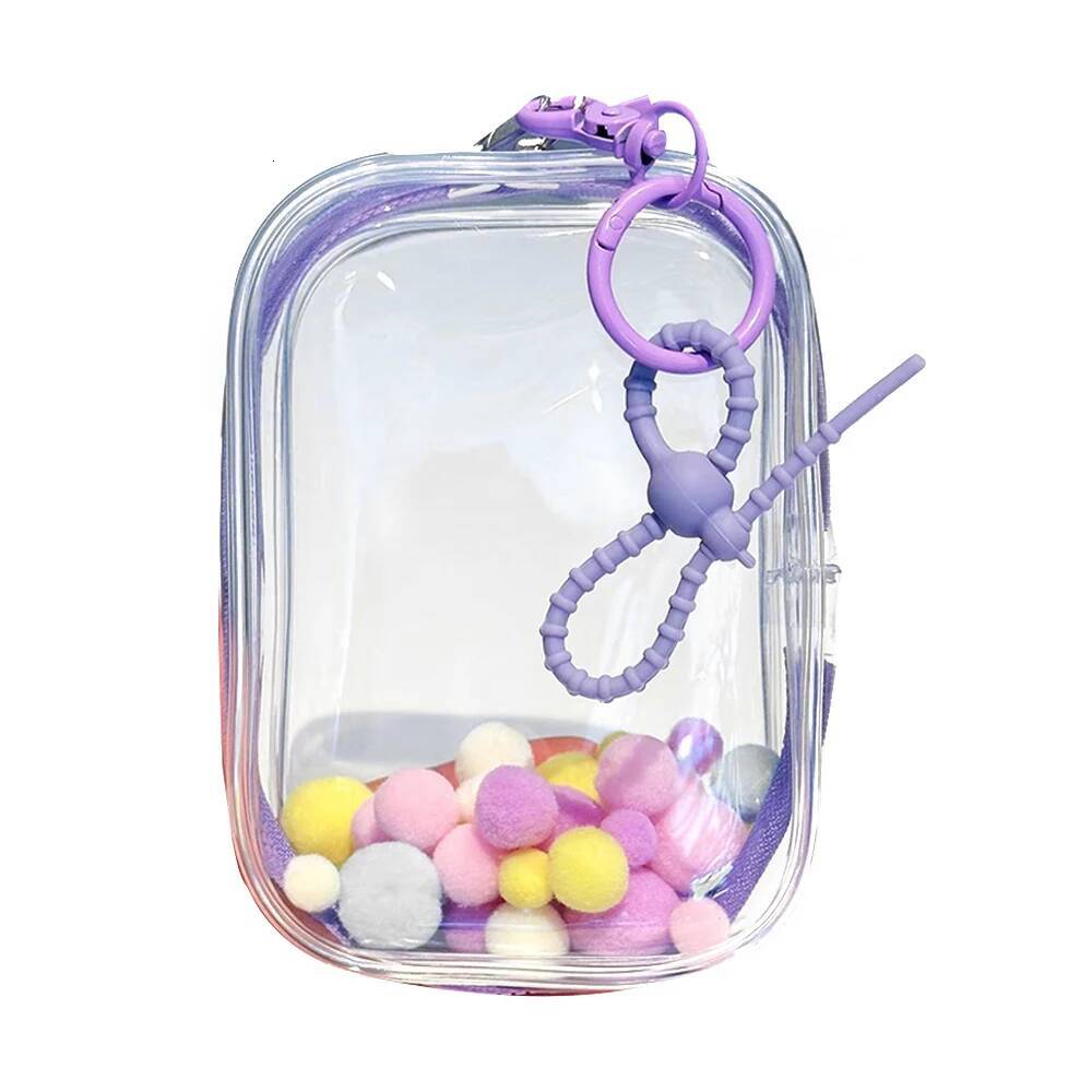 10cm Transparent Plush Dolls Mystery Keychain PVC Thicken Storage Pouch Organizer Box Doll Toy Bag Wallet