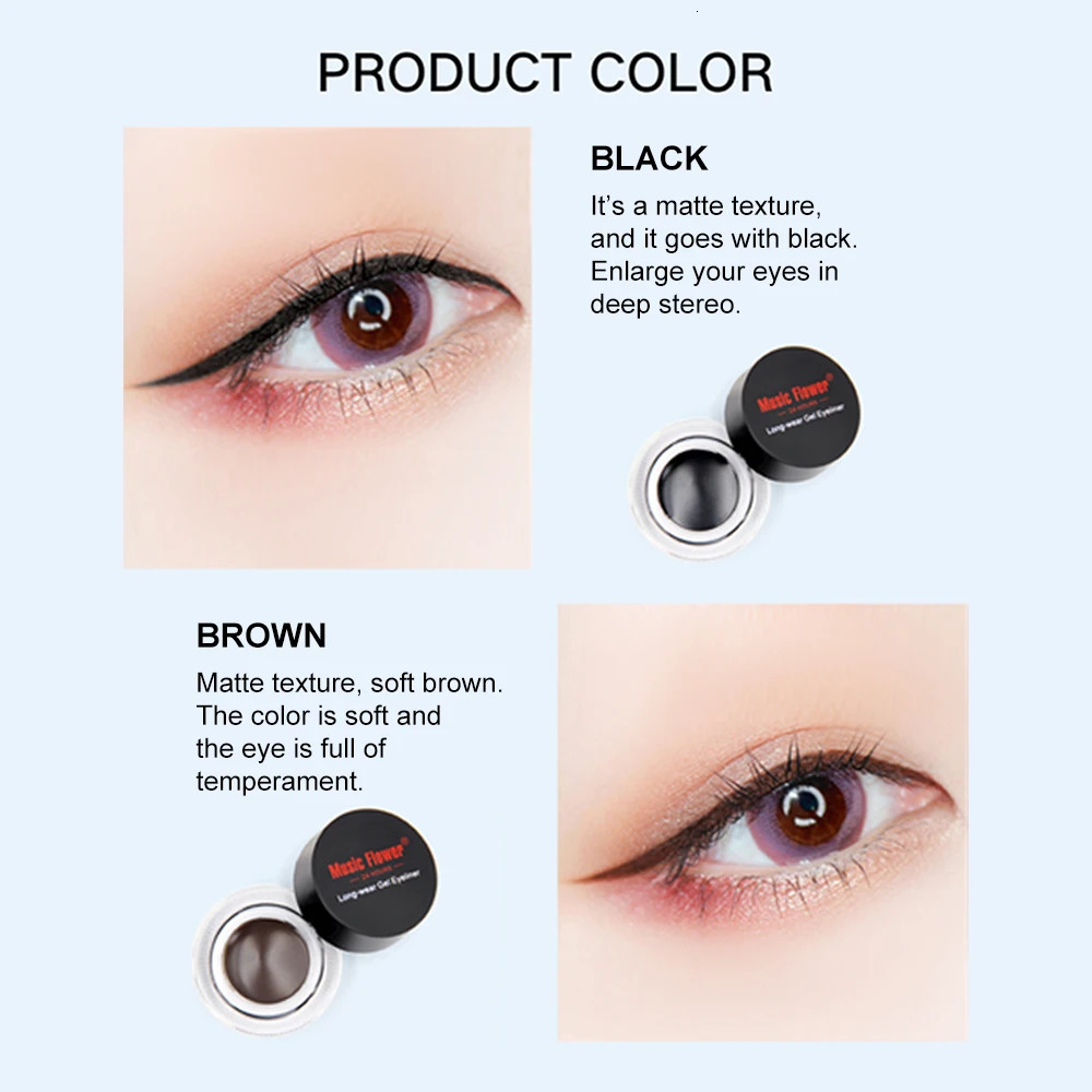 1Pc Waterproof Eyebrow Eyeliner Gel Set with BrushSmooth Long-Lasting Color for All Skin Types 250716