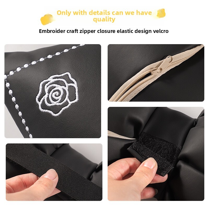 Headrest Neck Pillow Women, In-Car Seat Lumbar Support Set, Summer Rose Car Cushion for Ladies ddmythur