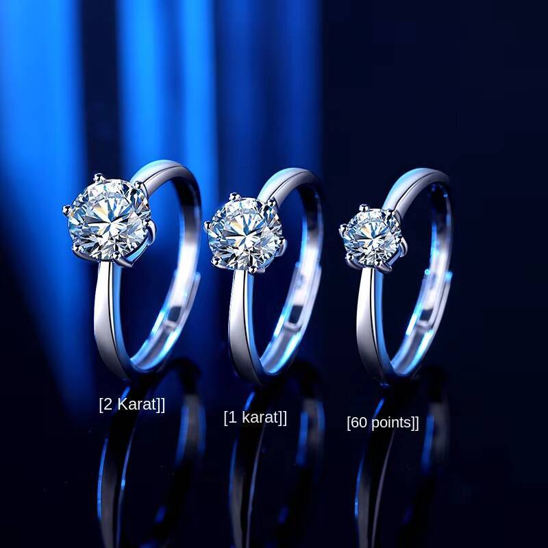 0.6/1ct/2ct Classic D Moissanite Ring S925 Sterling Silver Six Claw Moissanite Wedding Engagement Ring