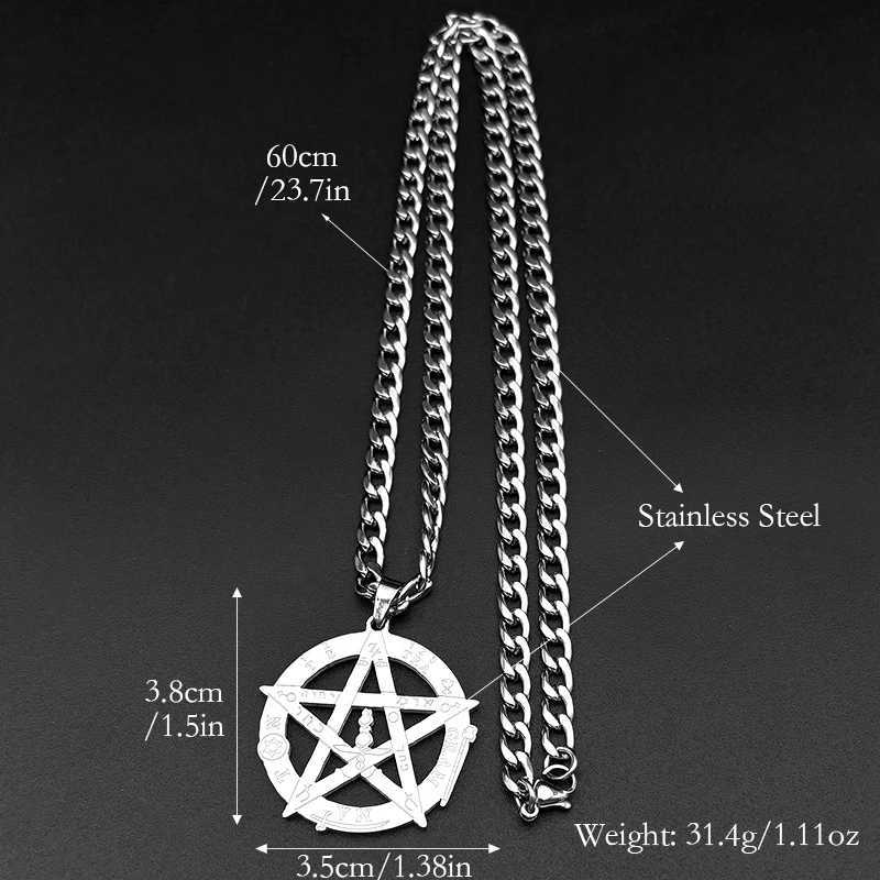 Witchcraft Gothic Pentagram Necklace For Men Stainless Steel Gold Color Tetragmaton and Amulet Necklaces Jewelry W250718