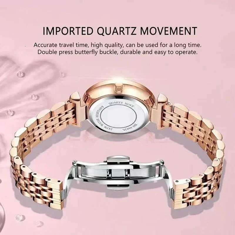 New Luxury Woman Wristwatch Elegant Waterproof Stainless Steel Watch for Ladies Dress Rhinestone Quartz Womens Watches Reloj W250718