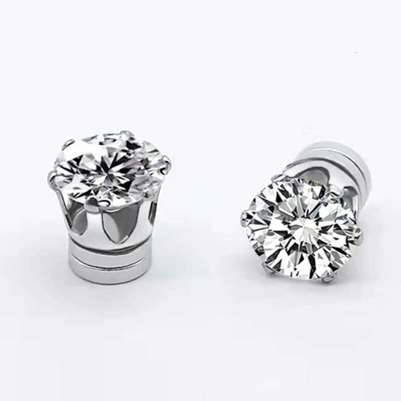 1 Pair Crystal Strong Magnetic Ear Stud Clip Earrings for Men Women Punk Round Zircon Magnet Earrings Non Piercing Jewelry Gift XJ250718