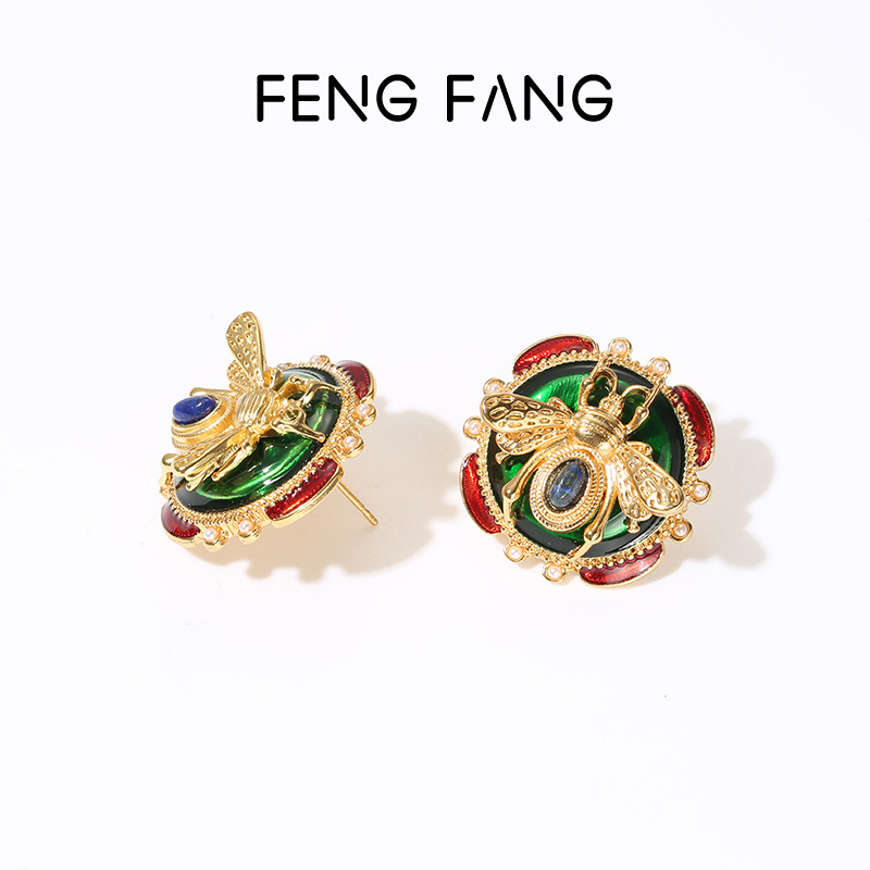European and American cross-border trendy niche INS retro bee earrings Hawaiian jewelry ddmythur