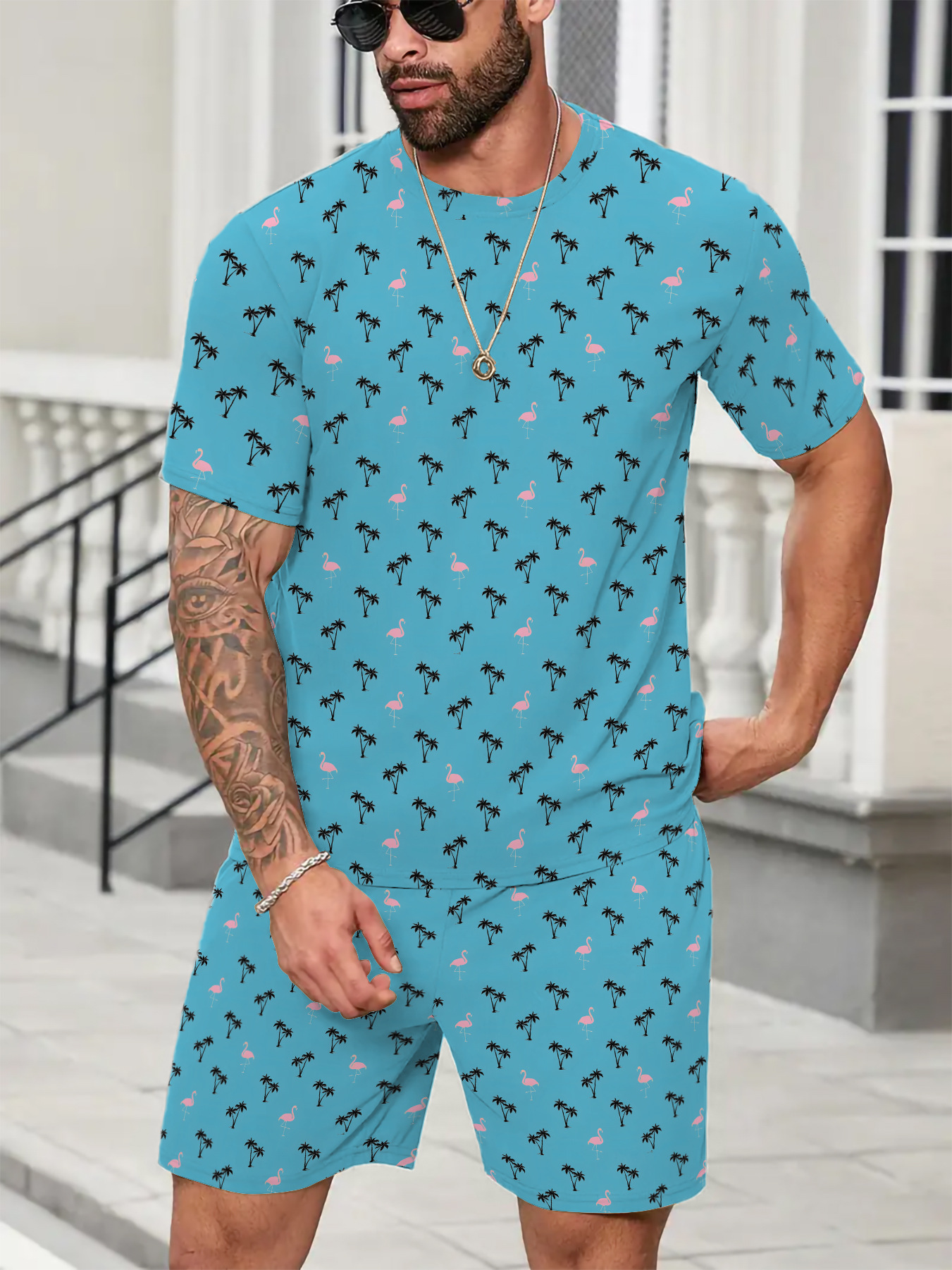 Mens Fashion Print Sets Short Sleeve Shirt+Shorts 2Pcs Suit Loose 2025 Summer Casual Beachwear Male Vacation Hawaiian Outfits
