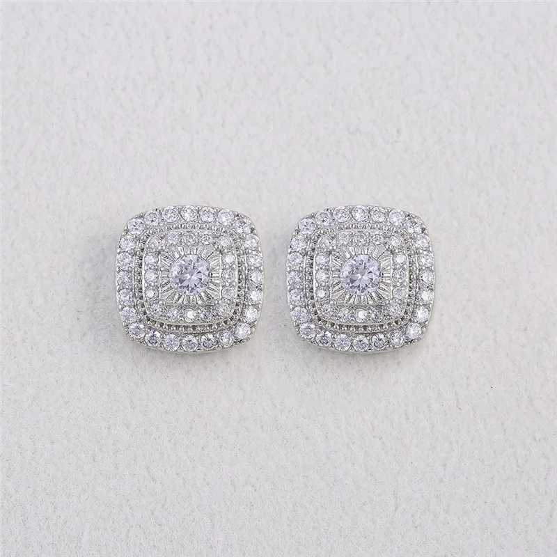 925 Sterling Silver Cubic Zirconia Stud Earrings for Princess Square Shape Versatile Style Fancy Gift Women Earring Jewelry XJ250718
