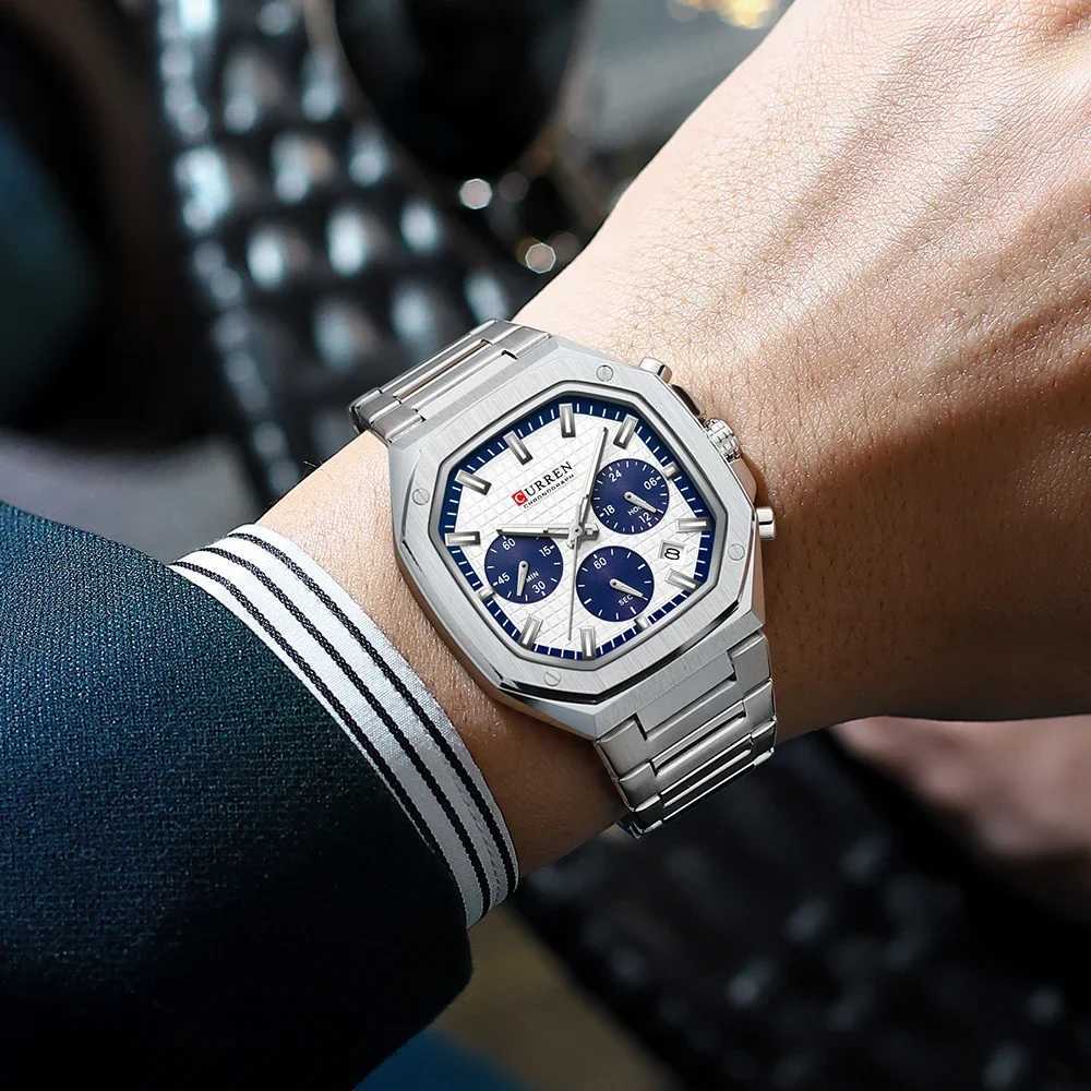 urrent Men Watch Top Brand Luxury Sports Quartz Mens Watches Full Steel Waterproof Chronograph Wristwatch Men Relogio Masculino W250718