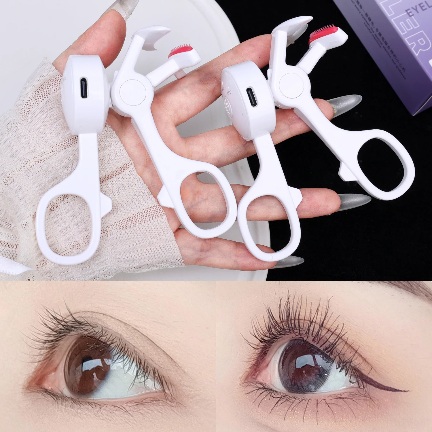 Long Lasting Electric Eyelash Curler Intelligent Temperature Rechargeable Electric Heated Comb Eye Lash Natural Curling Eye Tool 250716