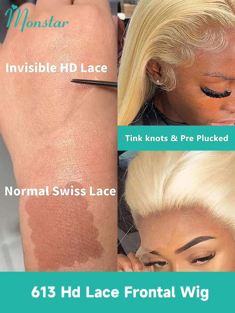 HD Transparent Honey Blonde Color Lace Front Human Hair Wigs for Women Raw Brazilian Synthetic Straight Lace Frontal Wig