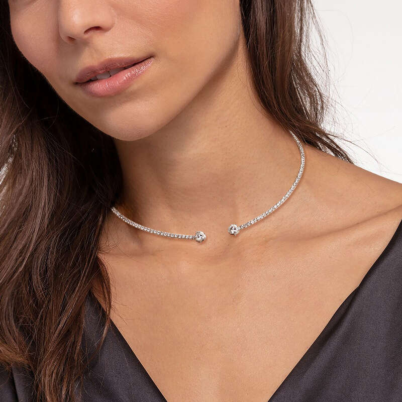 Light High-End D Color Moissanite Sier Niche Temperament Open Heart Choker