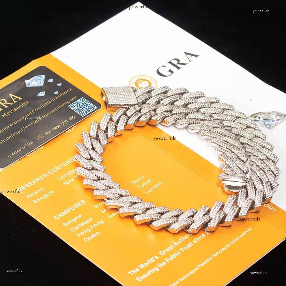 Designer Jewelry Popular Link Chain Hip Hop 14mm 15mm 20mm D VVS1 Round Brilliant Cut Pass Dia Tester Moissanite Cuban Necklace Men for