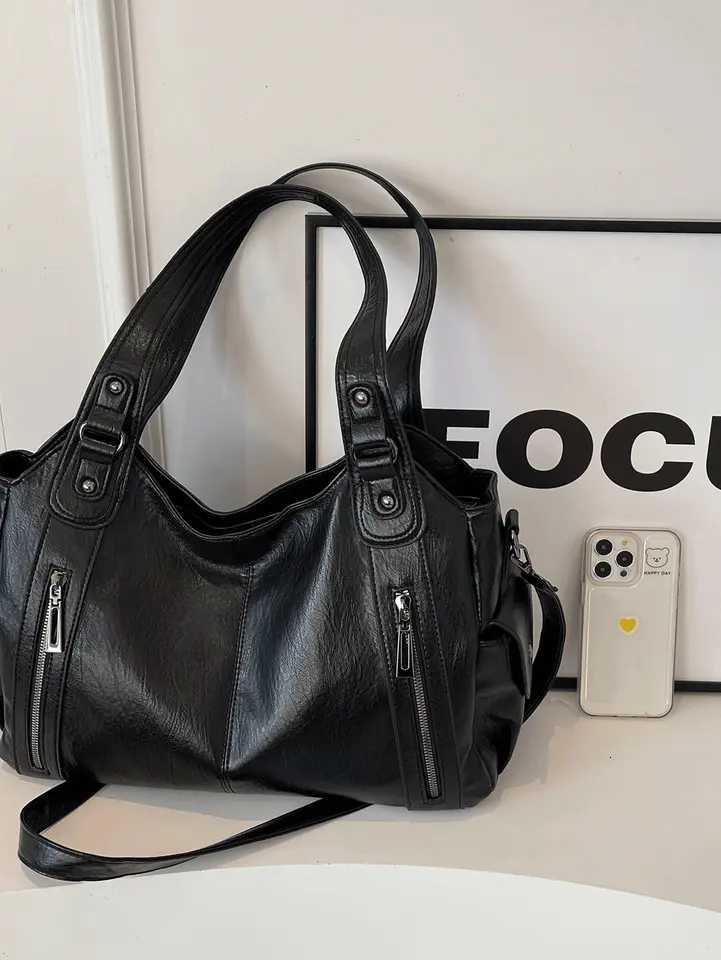 2K Hot Girl Bag New Pu Leather Splicing Armpit Bag Mti-Flap Pocket Pants Metal Buckle Crossbody Bag Wens Commuter Bag Y250718