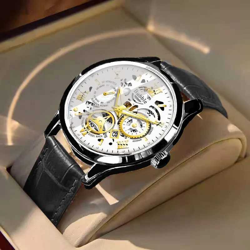 Mens Watch Brand Trendy Original Sport Luminous Waterproof Roman Hollow Leather Strap Mens Fashion Quartz Clock Watches gift W250718
