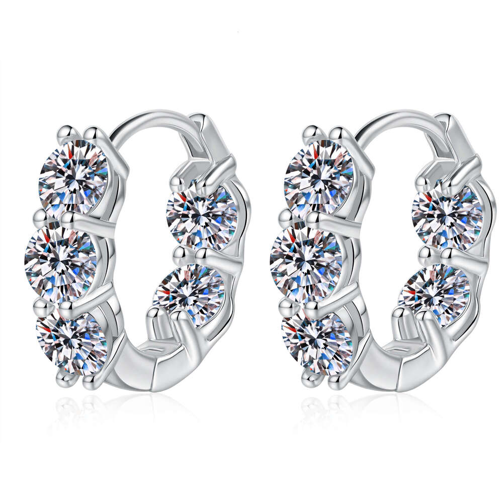 Hot Selling 4 Carat S Sterling Sier Buckle Female Temperament french Earrings Moissanite Ear Studs 34f