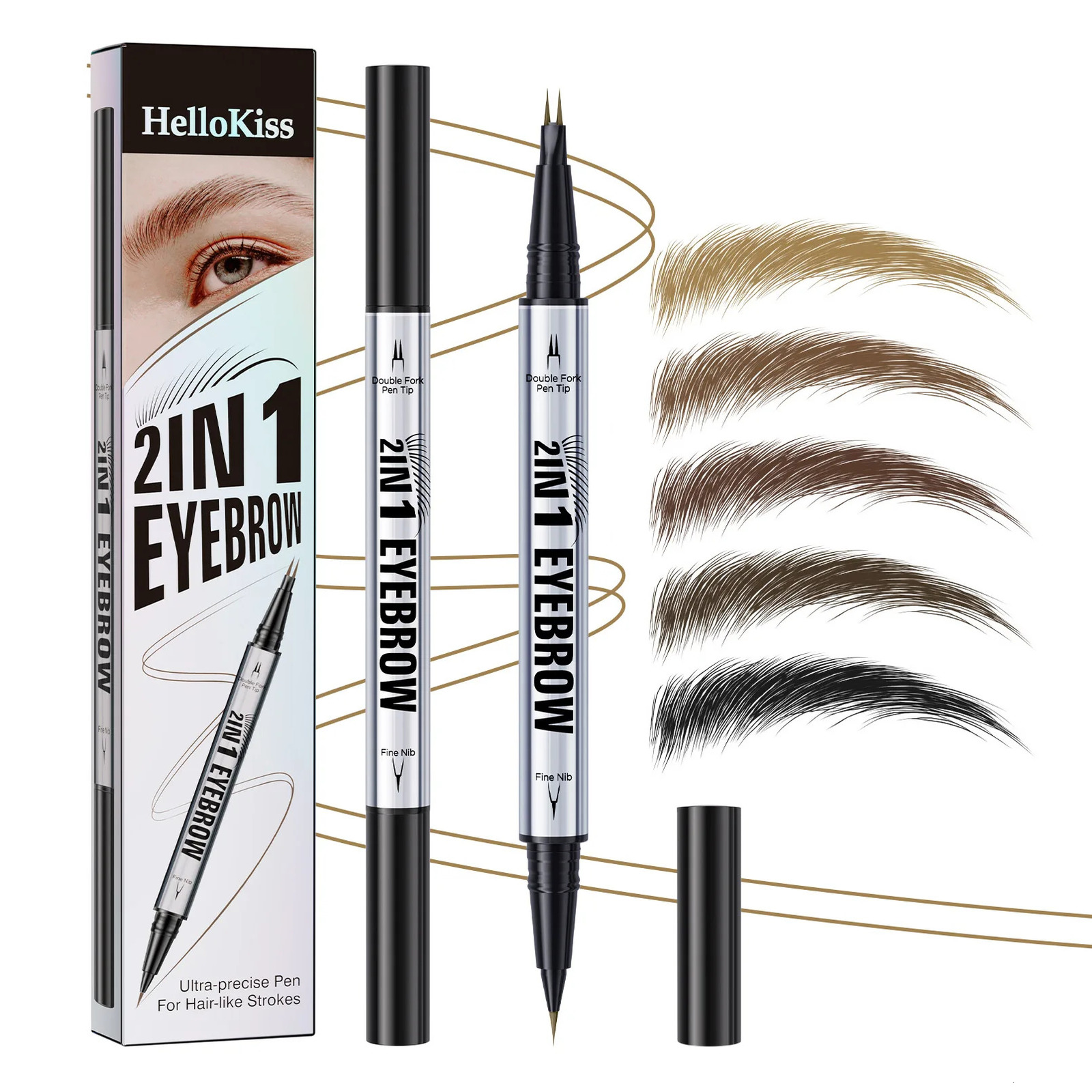 Two-pronged Eyebrow Pencil Waterproof Two-in-one Liquid Eyebrow Pencil Curved Eyebrow Pen With Fork And Precise Brush Tip Makeup 250712