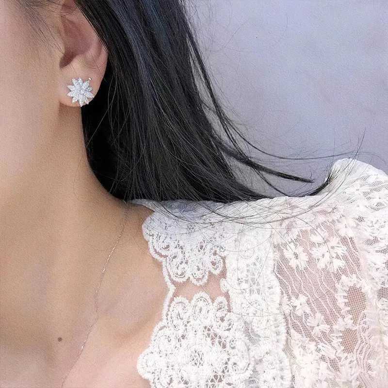 925 Sterling Silver Cubic Zirconia Stud Earrings for Women Dainty Ear Stud Temperament Female Accessories Trendy Jewelry XJ250718