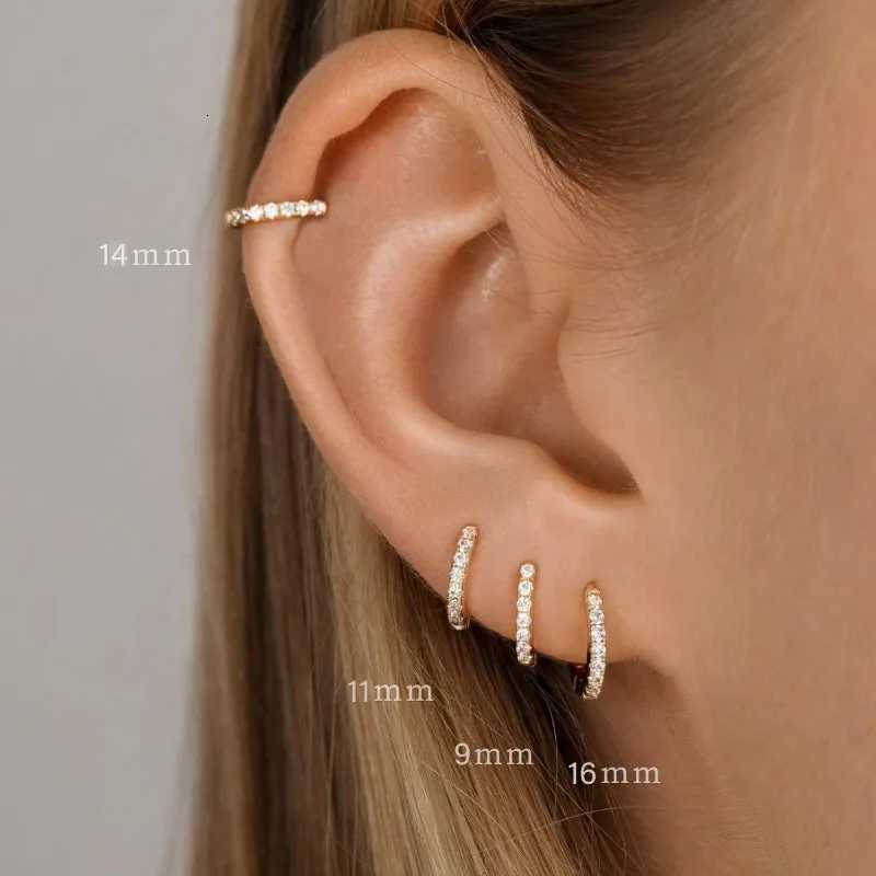 4 Pairs Small 14k Gold Plated Hoop Earrings Set Mini Cartilage Helix Sparkling Cubic Zirconia Huggie Hoop Pack for Women Men XJ250718
