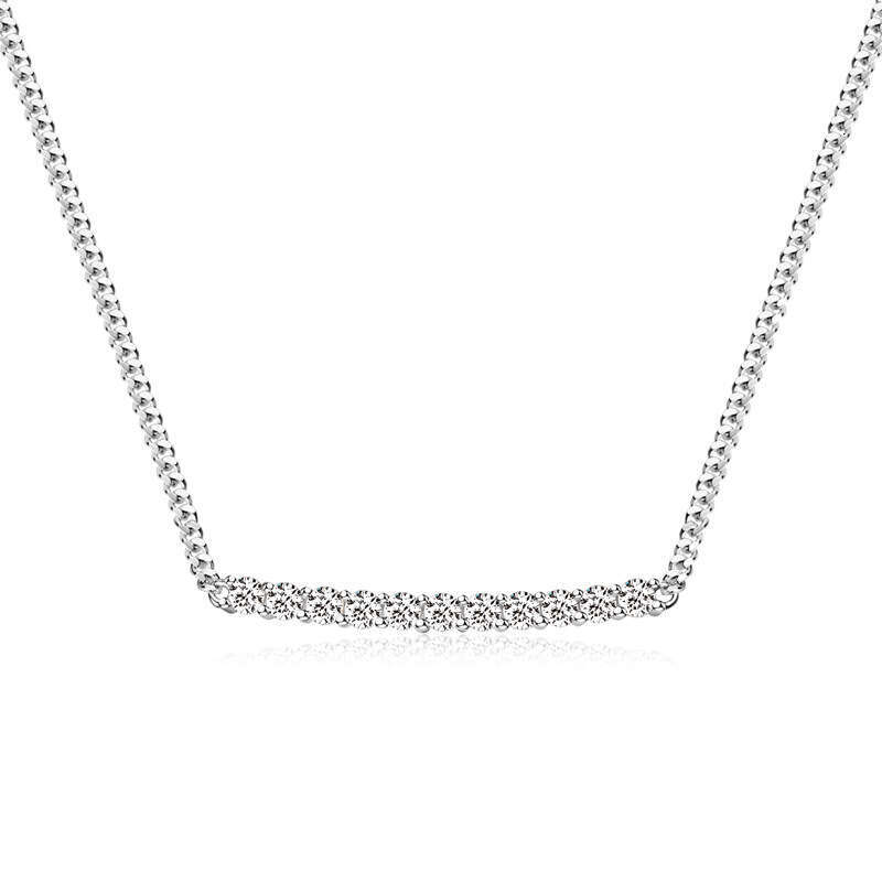 Fashion Design Sense Light Smile Necklace Moissanite Sterling Sier Gold-Plated Row Dia Pendant New Model