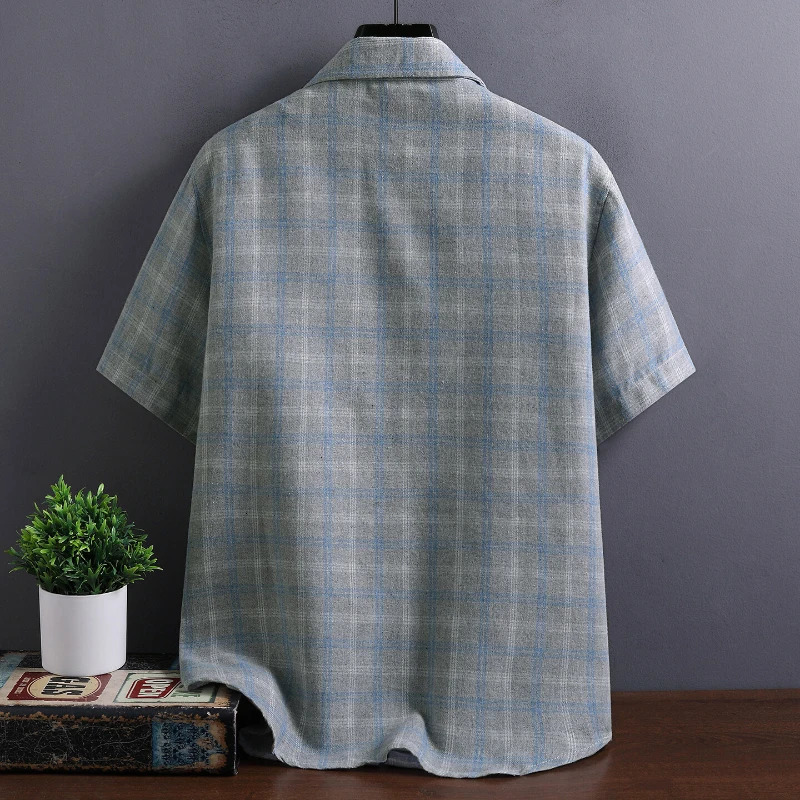 Summer Trend Mens Checkered ShortSleeve Shirt Fashion Collar LooseFit Casual Comfortable Youthful and Energetic Top 250717