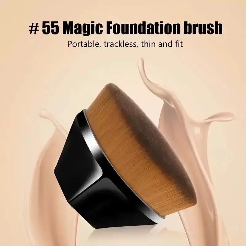 1Pc Kabuki Tanning Brush With Silicone Cleaning Pad - Portable No-Mess Foundation Self-Tanner Applicator For Face And Body 250716