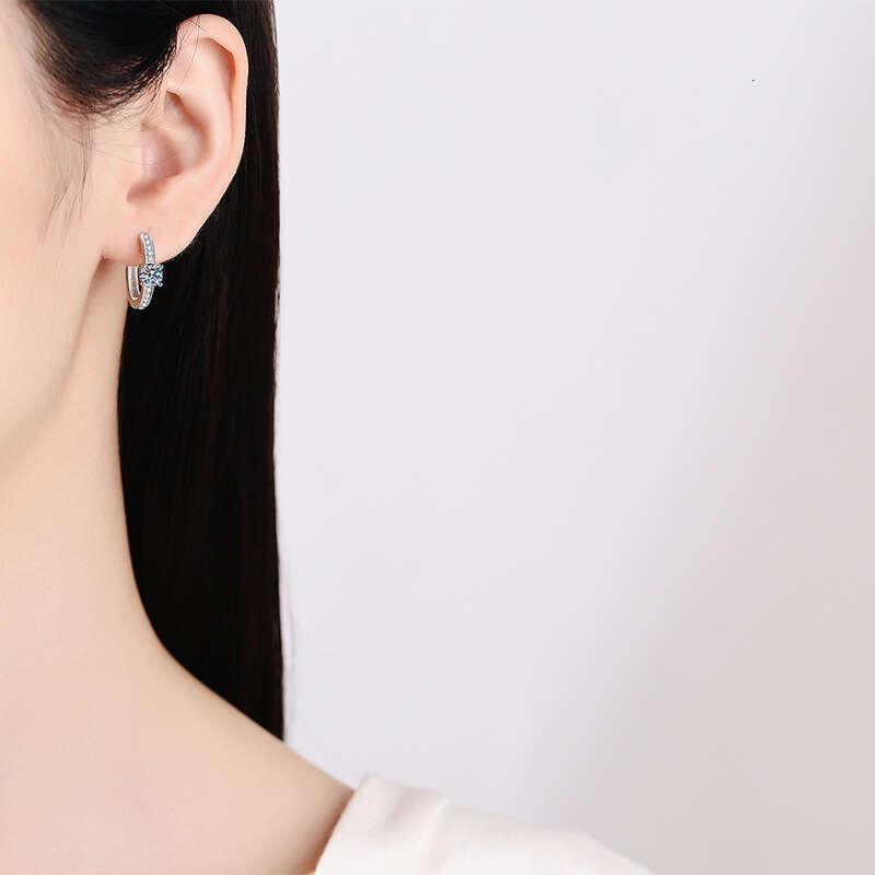 S Pure Sier French Style 50 Points High-end One Carat D Color Moissanite Stud Earrings e4b