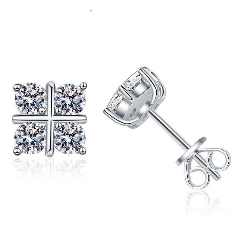 S Sier Classic Cross Plated Elegant Simple Moissanite Earrings c07