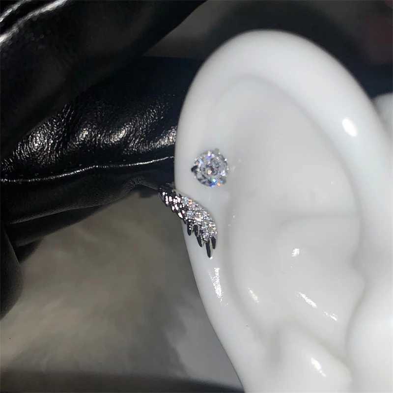 1pcs Silver Color Wing 316L Stainless Steel Ear Bone Nail for Women New Fashion Full of Rhinestone Earrings Accessories for Ear XJ250718
