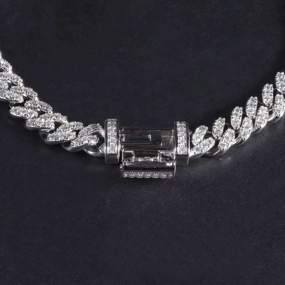 chain fashion personality Moissanite gold plated popular designer necklace 8mm Cuban chainThe gift of choice