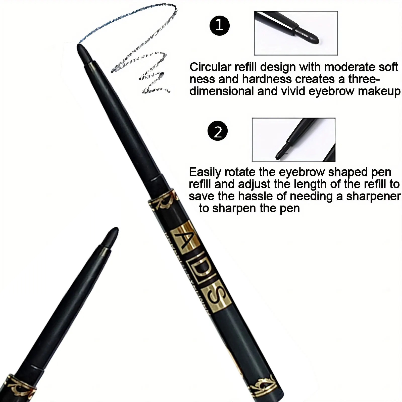 3pcs Long-Lasting Waterproof Black Eyeliner Pencils - Smudge Sweat Proof for Bold Eye Makeup Perfect Gift 250717