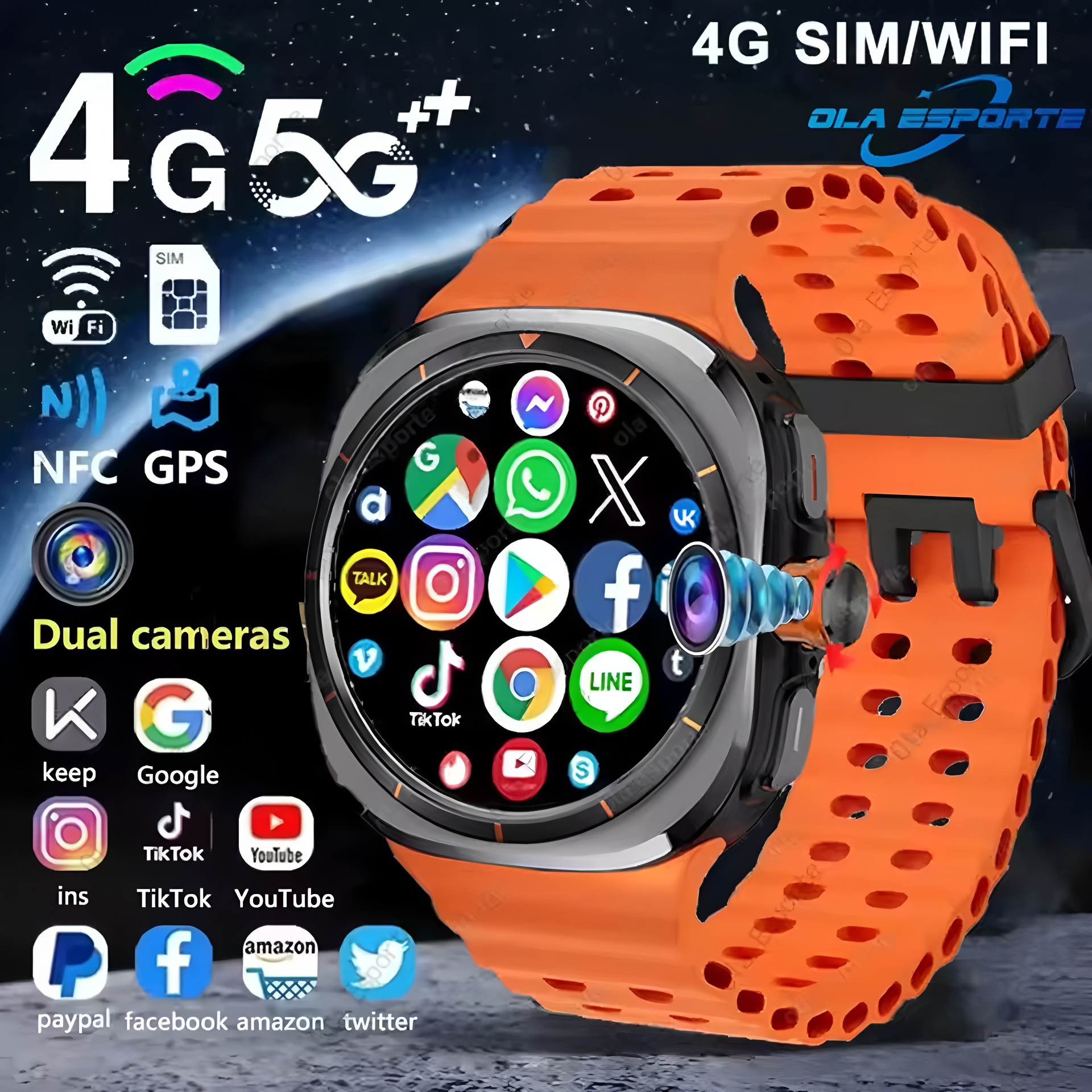 New Watch 7 Ultra IOS Android 9.0 Smart Watch Men 4G 5G SIM Card WiFi NFC GPS Compass 32GB Smartwatch Camera for XIaomi Huawei