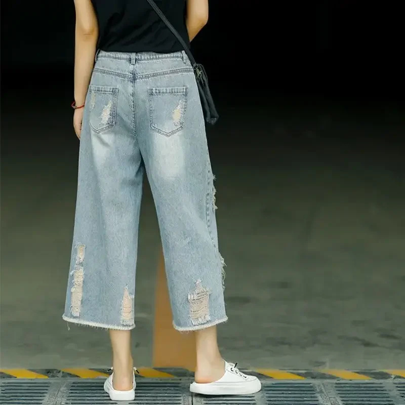 Jeans Woman Ripped Jean Summer Clothes Baggy Pants Wide Leg Denim High Waist Loose Korean Reviews Many Clothe 250714